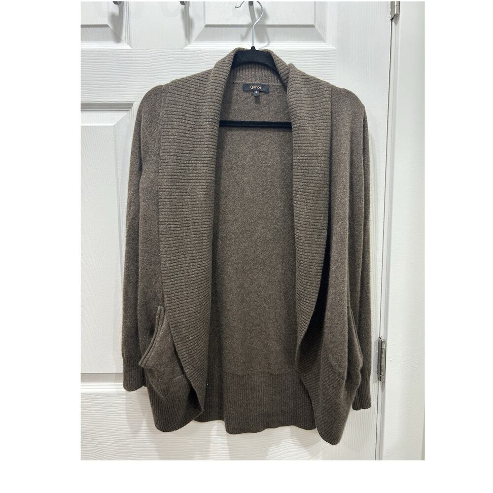 Quince Brown 100% Cashmere Cardigan Sweater Shawl Collar Women S